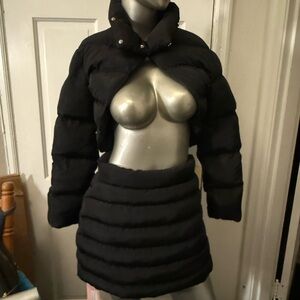 Black Women's Puffer Jacket and skirt set
